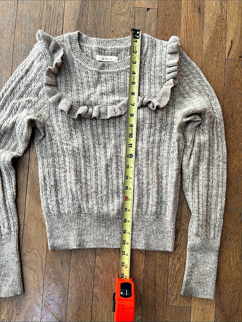 Doen Azaria Sweater Ruffled Rib Knit XS - Picture 7 of 9